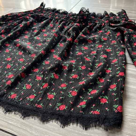 NWOT 🌹 The Kooples Sport Sz XS Cottage Core Rose Print Off The Shoulder Blouse - Picture 5 of 9